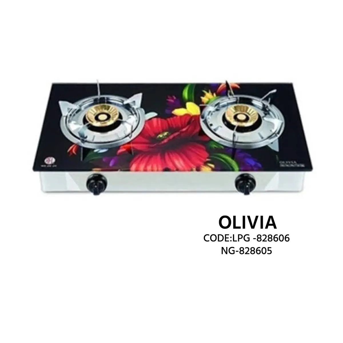 Olivia Double Burner LPG & NG Gas Stove (Code: LPG-828606 / NG-828605)