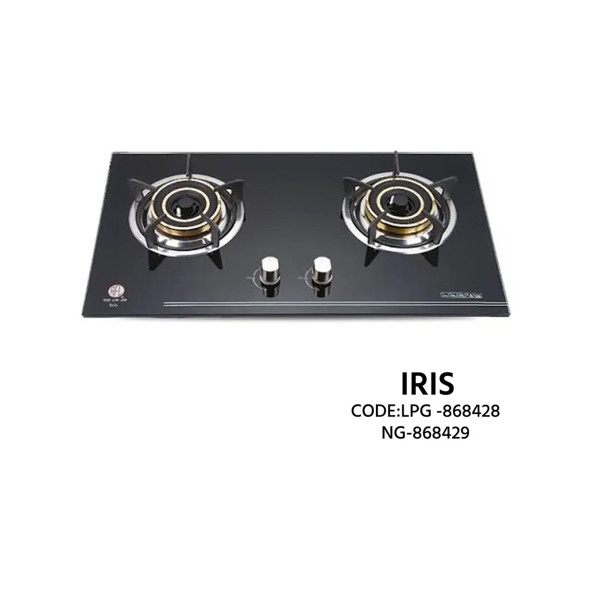 Iris Double Burner LPG & NG Gas Stove (Code: LPG-868428 / NG-868429)