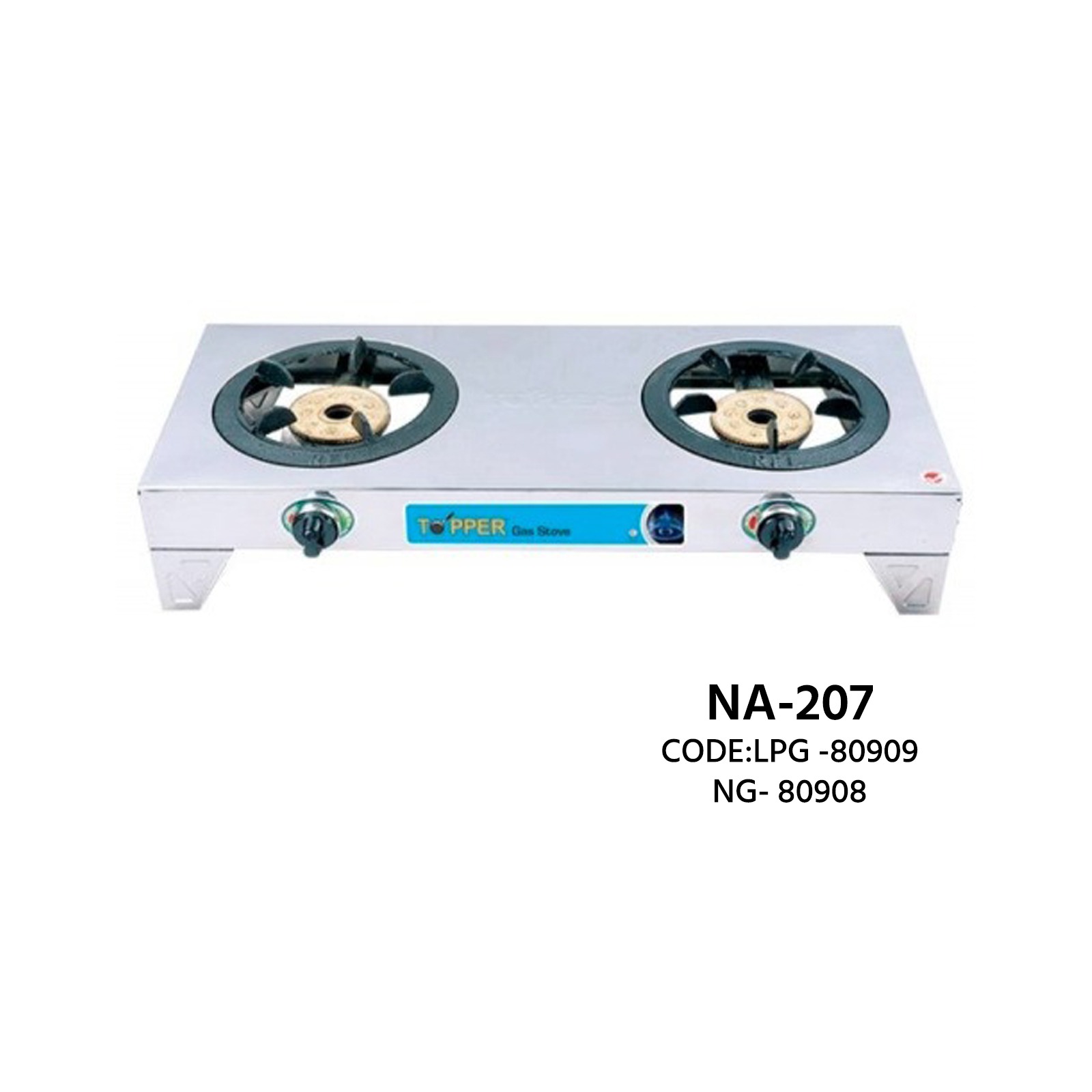 Topper NA-207 Double Burner Stainless Steel Gas Stove