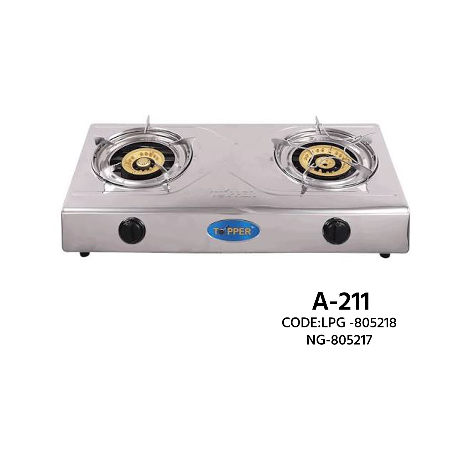 A-211 Double Burner LPG & NG Gas Stove (Code: LPG-805218 / NG-805217)