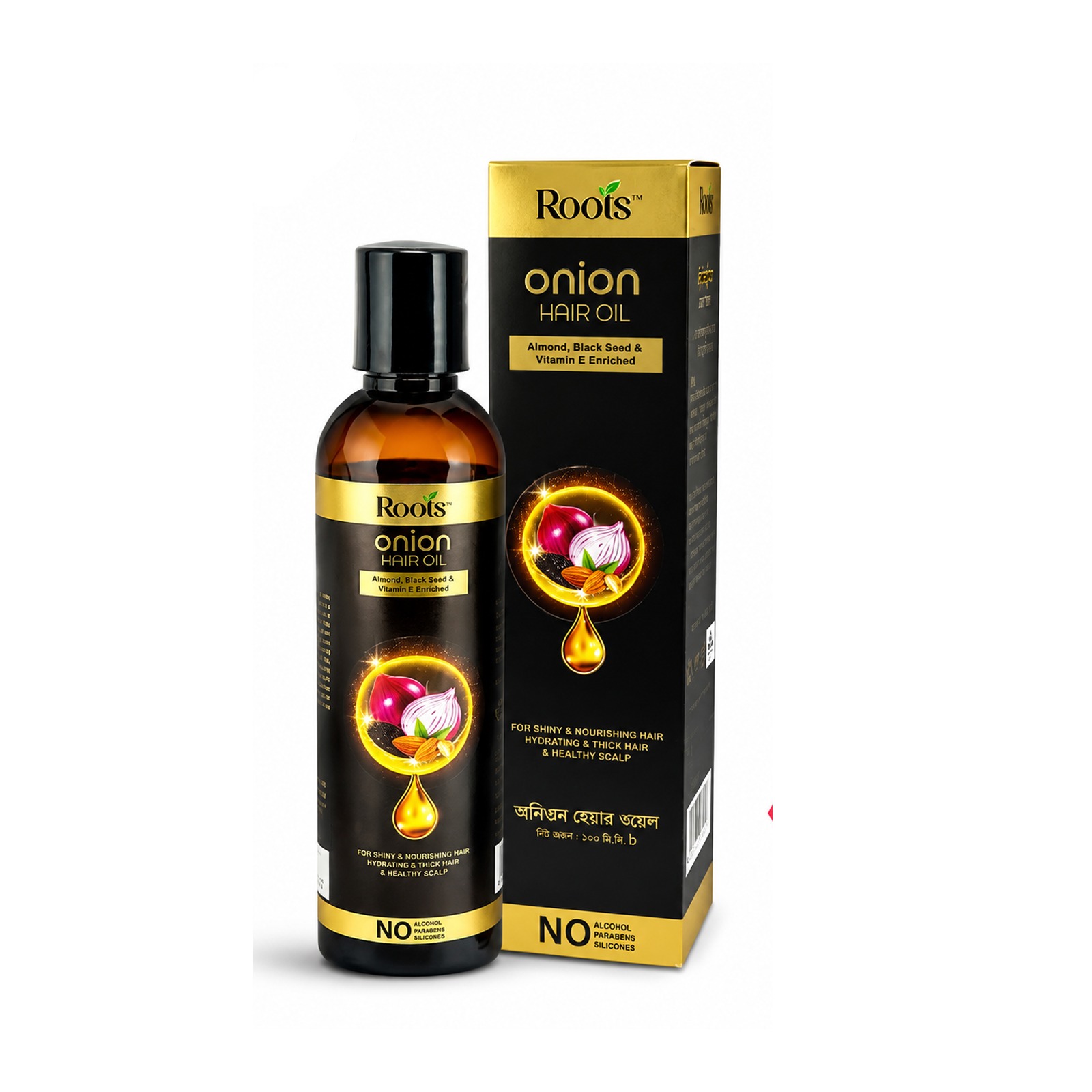 Roots Onion Hair Oil with Almond, Black Seed & Vitamin E - 100 ml