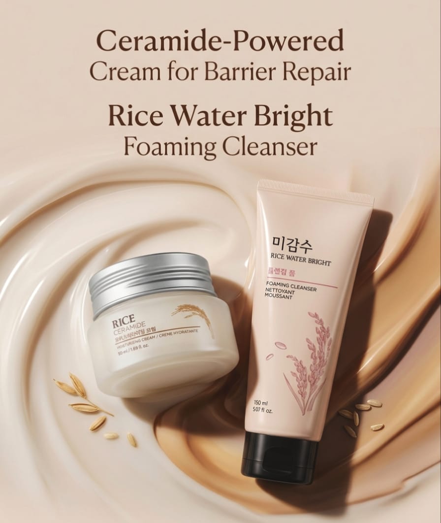 The Face Shop Rice & Ceramide Cream & Foaming Cleanser Combo
