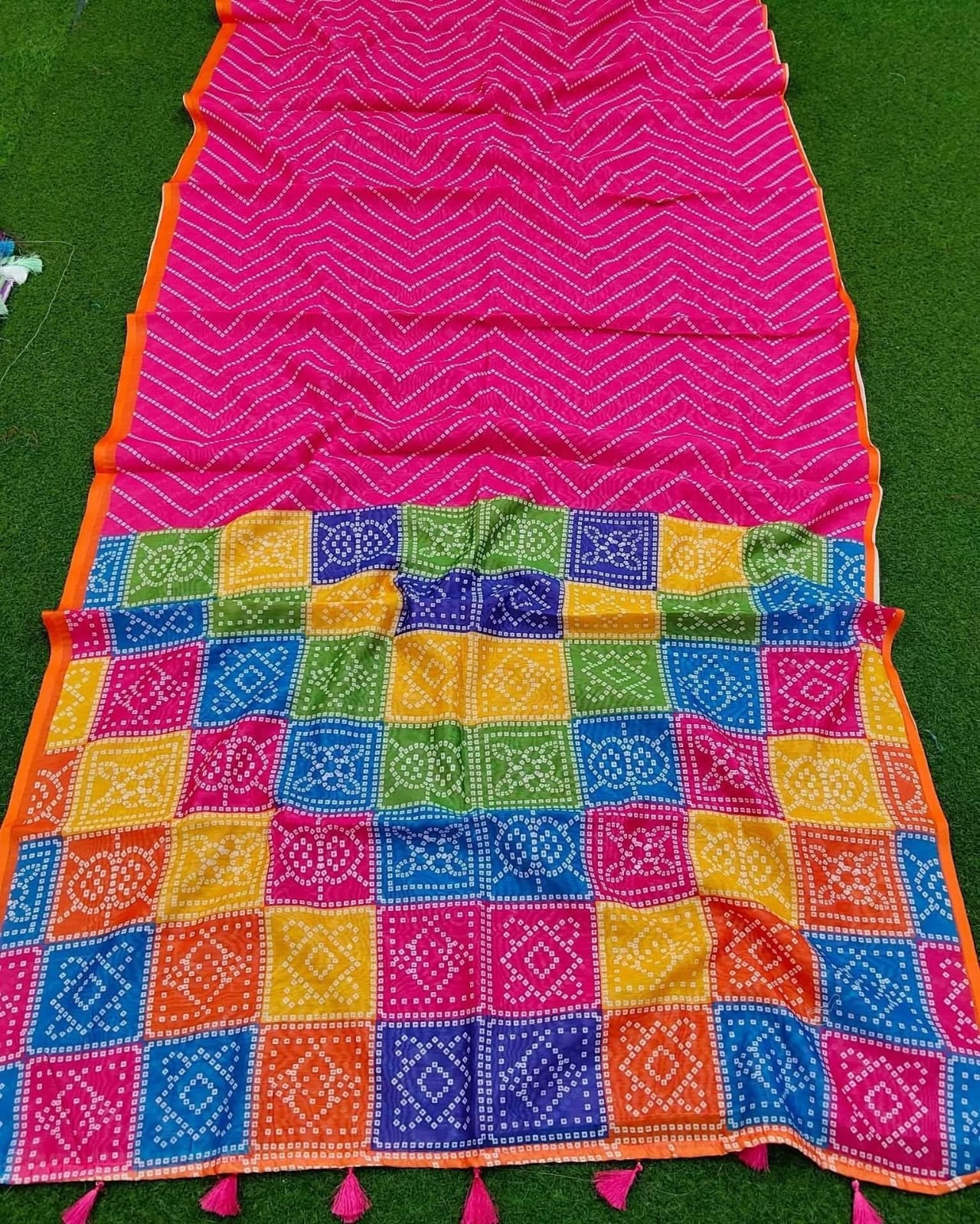 Multi-Color Chanderi Silk Bandhani Saree (Chunri Print). Facebook +1 Brand: Traditional Handloom / Boutique Product (comm