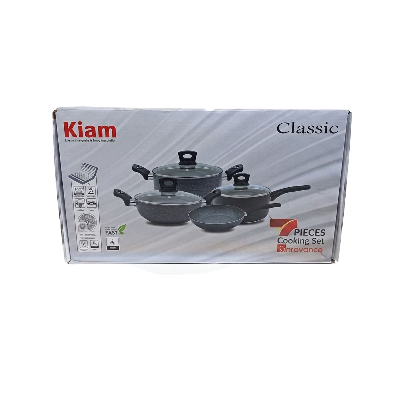 Kiam 7 Piece Ceramic Coating Granite Non Stick Cookware Set (Induction Cooker Supported)