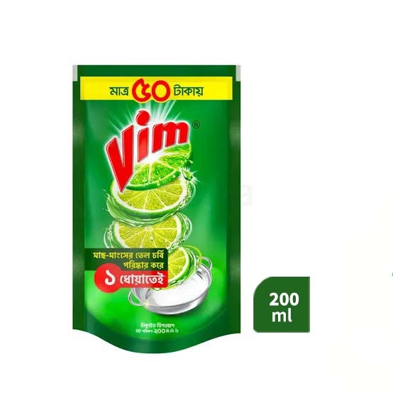 Vim Dishwash Liquid Lemon Pouch - 200 ml