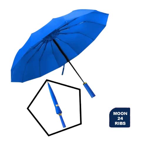 Moon 24 Ribs Windproof Long Straight Umbrella