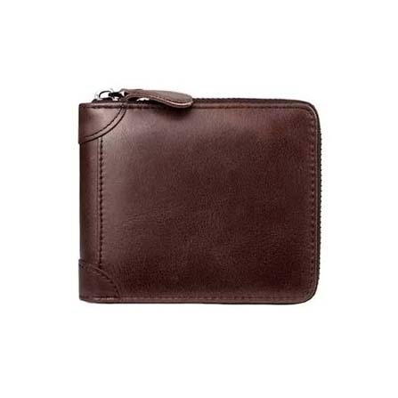 Avro Premium Men's Full Zipper Vintage Leather Wallet (Brown)