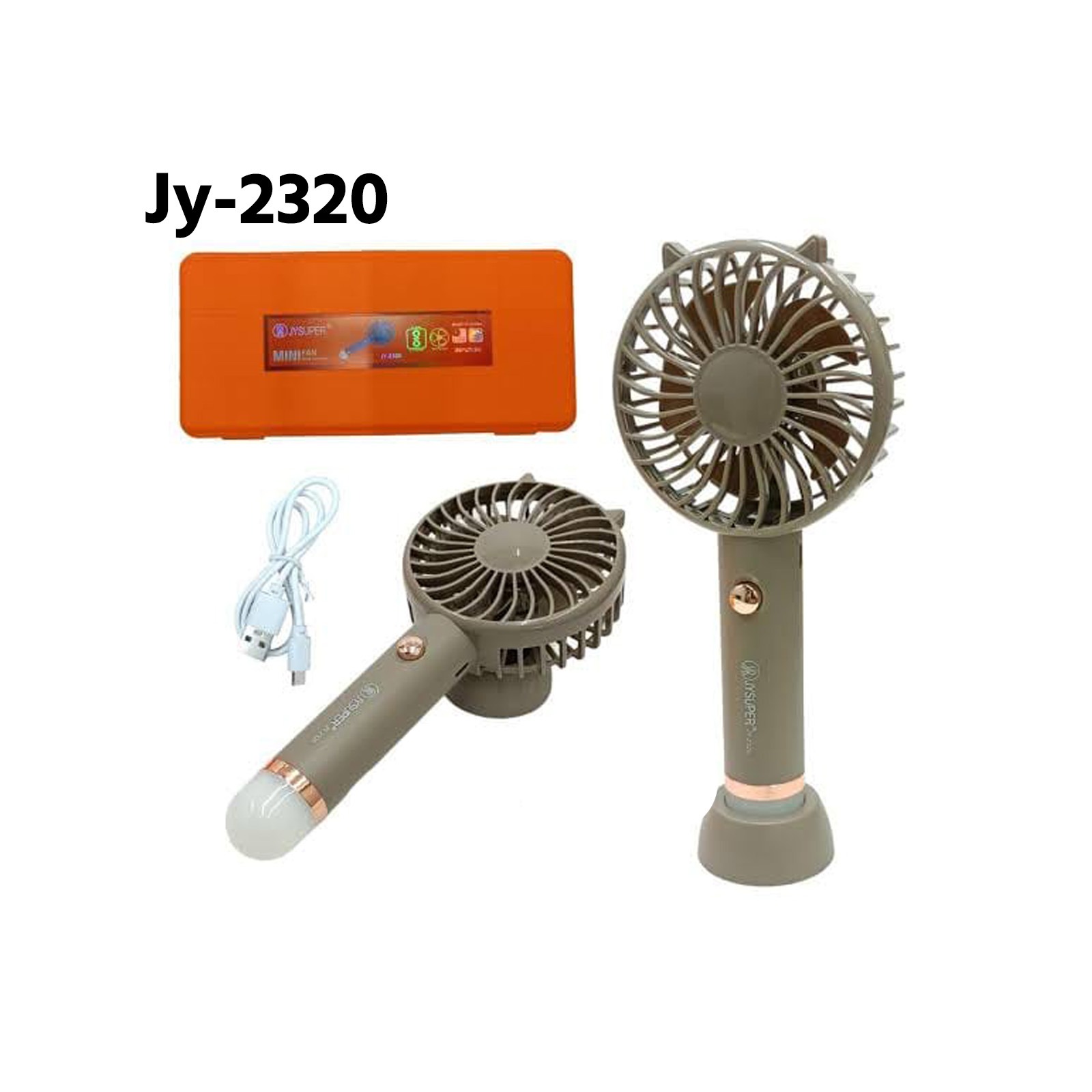 JY-2320 Portable Mini Rechargeable Handheld Fan with Night Light & Stand