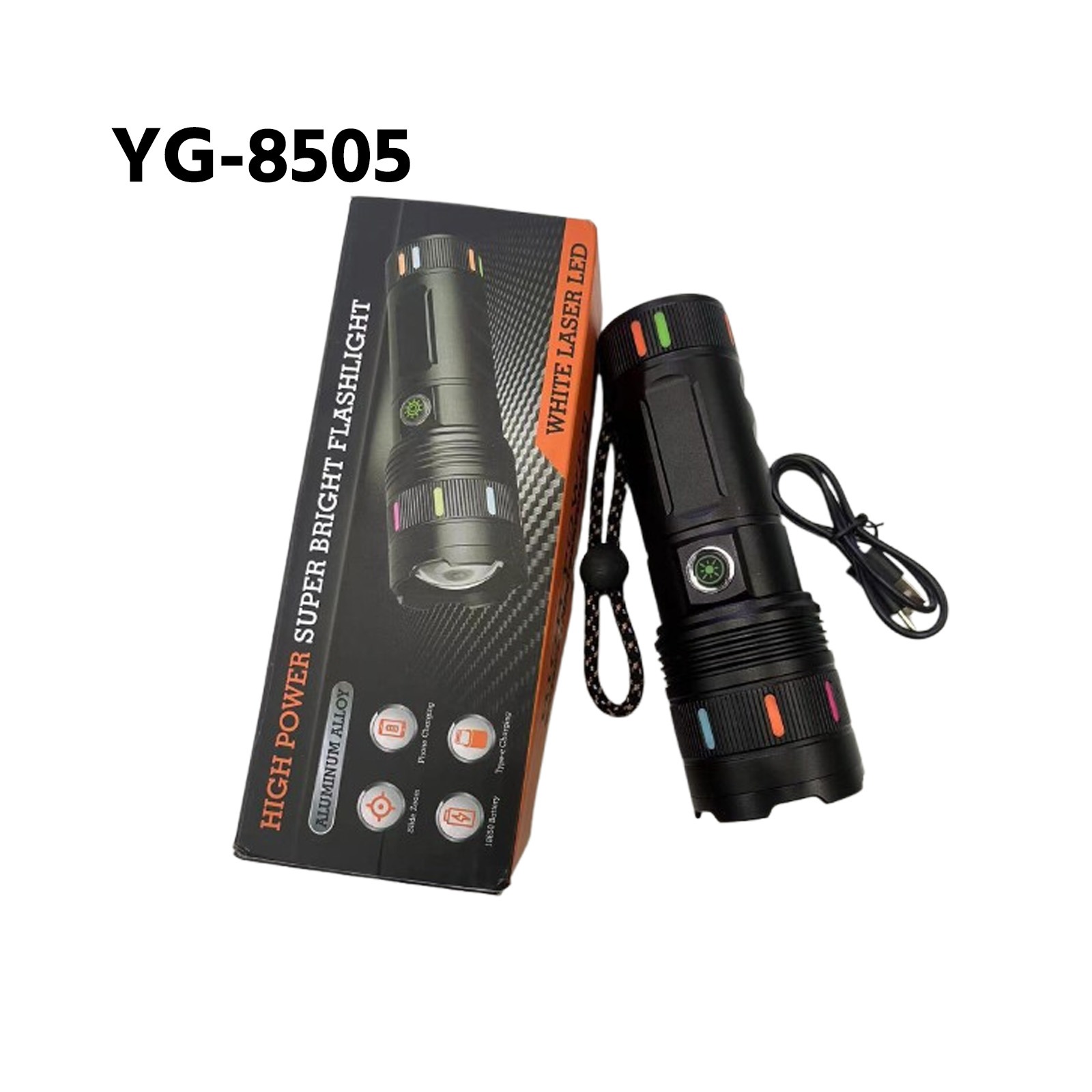 YG-8505 High Power Super Bright White Laser LED Flashlight with Aluminum Alloy Body