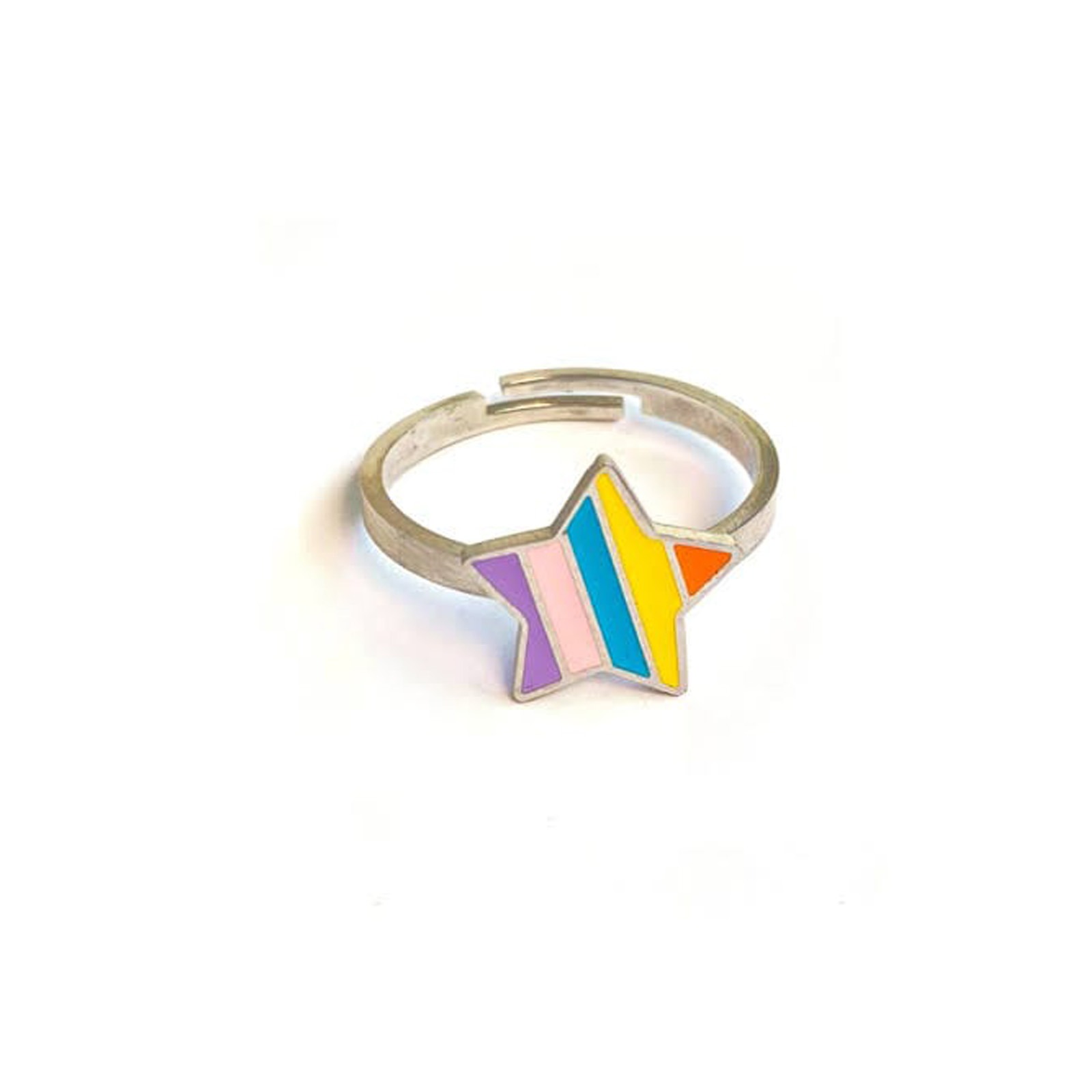 Colorful Striped Star Enamel Adjustable Kids Finger Ring