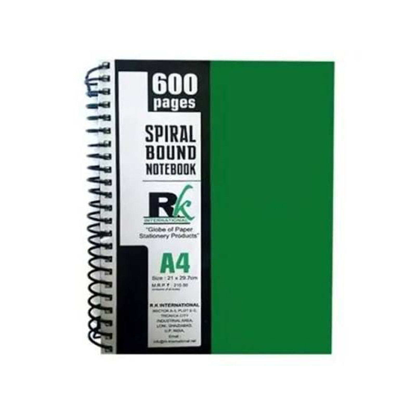 RK International Spiral Bound Notebook (A4 Green)