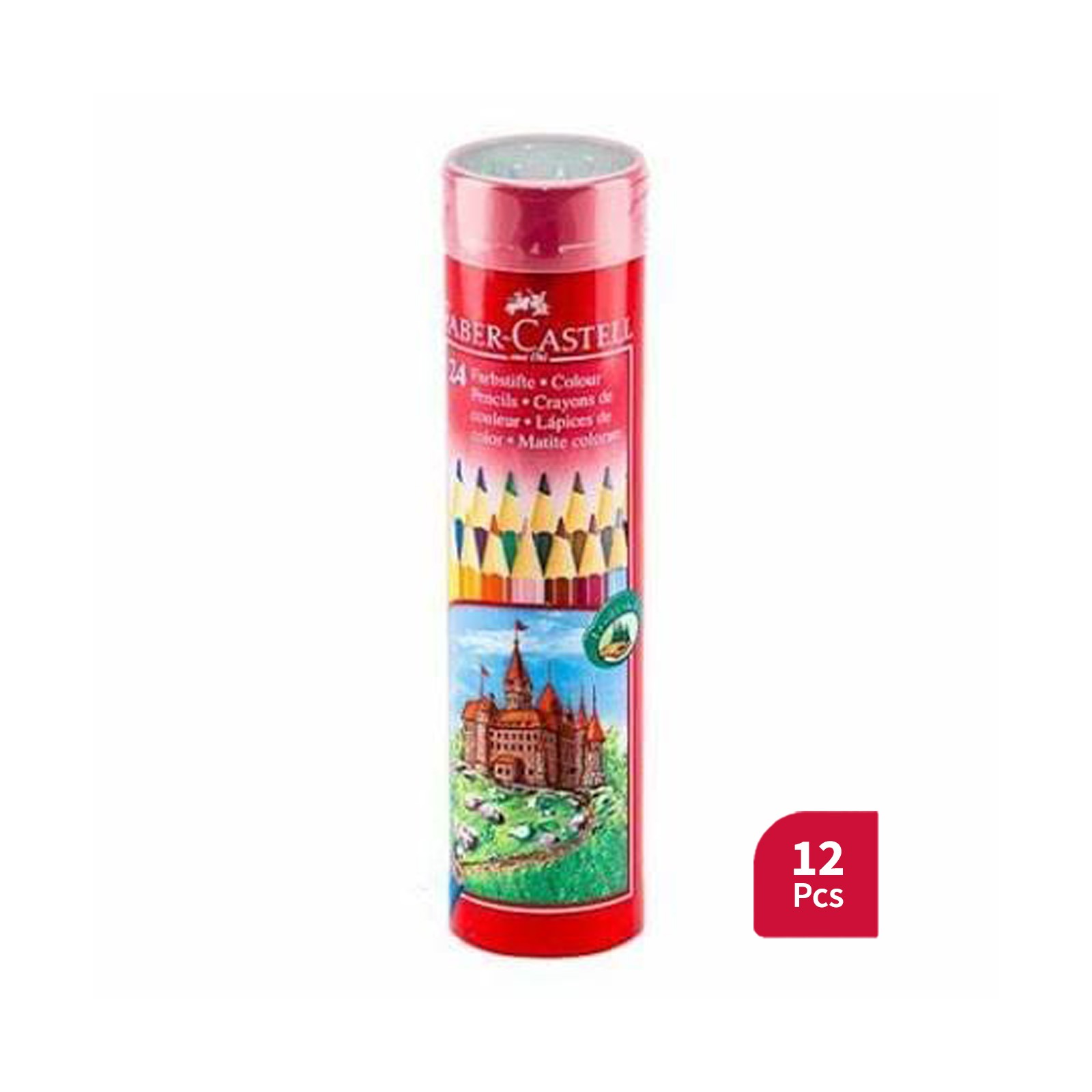 Faber-Castell Watercolor Long Pencils (Round Tin & Incl. Brush) - 12 Pcs