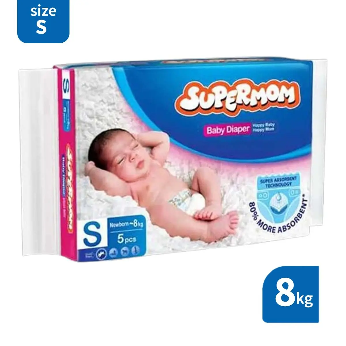 Supermom Baby Diaper (Size S - 5 Pcs) – Super Absorbent Protection for Your Happy Baby!